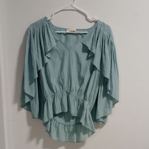 Ramy Brook Light Blue Ruffled Blouse